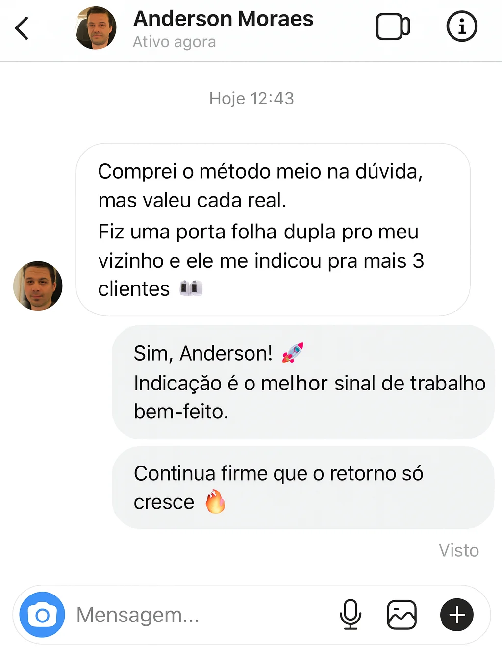 Depoimento de Anderson Moraes - Comprei o método e fiz uma porta folha dupla, ele me indicou pra mais 3 clientes