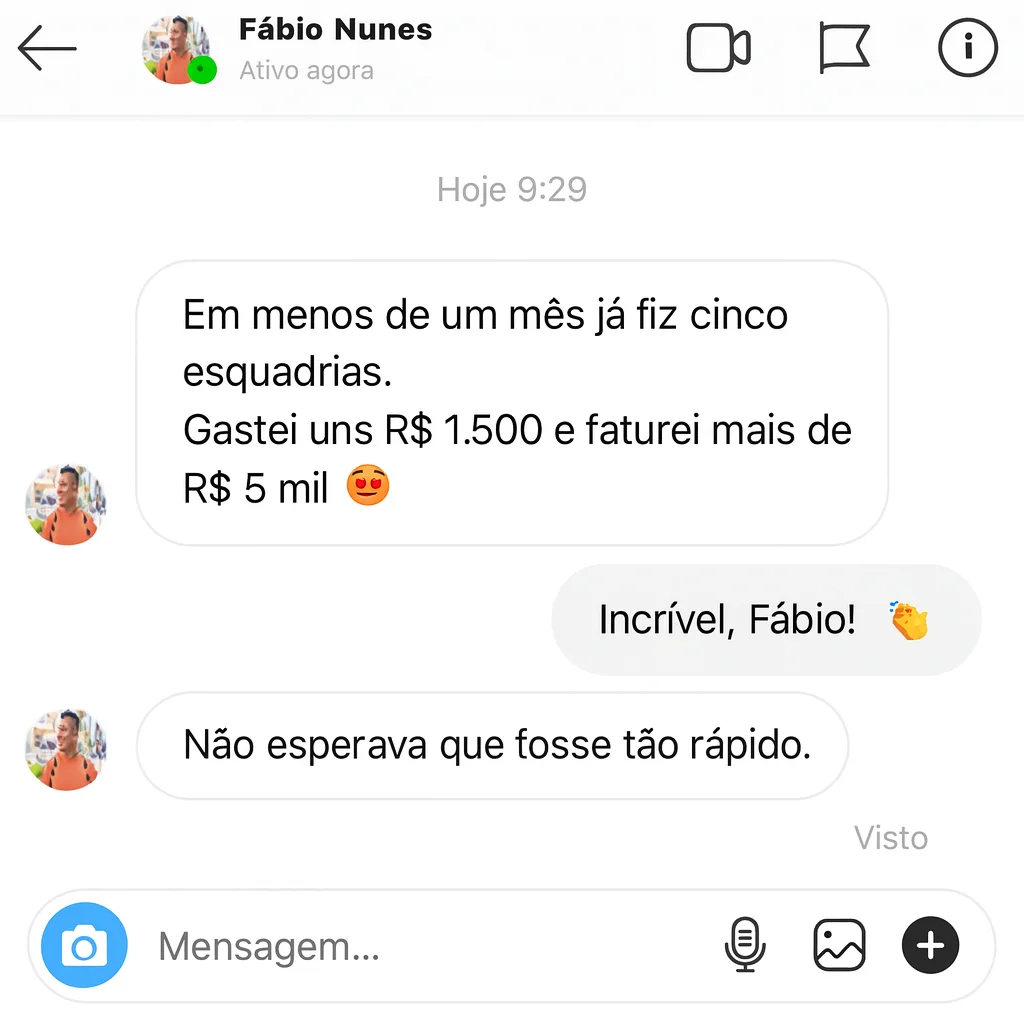 Depoimento de Fábio Nunes - Em menos de um mês já fiz cinco esquadrias, gastei R$1.500 e faturei mais de R$5 mil