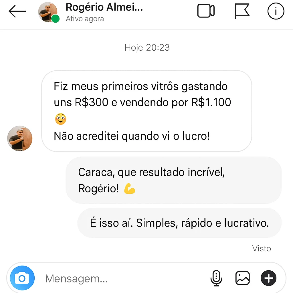 Depoimento de Rogério Almeida - Fiz meus primeiros vitrôs gastando R$300 e vendendo por R$1.100